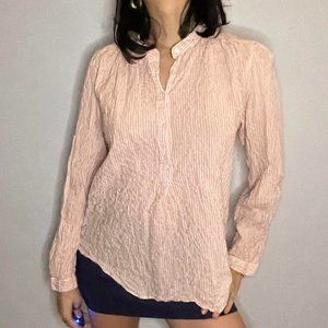 H&M pink and white striped long sleeve button shirt